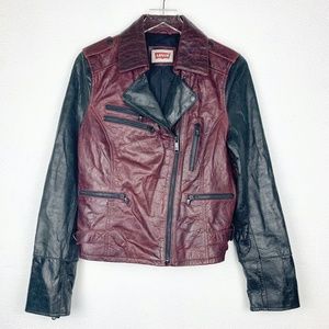 Levi's | Leather Motorcycle Jacket Red Black